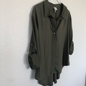 NWT Olive Green Pullover Long Sleeve Blouse L